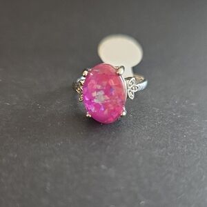 Elegant Pink Gemstone Silver Ring